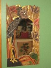 Gorgeous Chinoiserie Artistic Carved Framed Wall D‚cor Mirror Crane/Heron w/Floral Elements