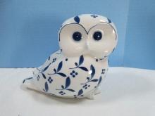 Villeroy & Boch Gallo Design Manila Royal Blue Hand Painted 6 1/4" Figural Porcelain Owl Leaves