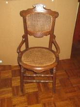 Antique Eastlake Victorian Walnut Chair w/Caning Back/Seat Double H Stretcher Decorative