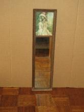 Vintage Trumeau Stylized Wall D‚cor Framed Slender Mirror Portrait Genteel Woman Top Panel