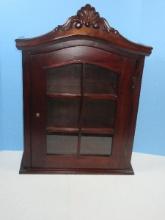Quaint Wall Mount Decorative Curio Cabinet w/Glass Panel Door Arched Carved Scalloped Shell