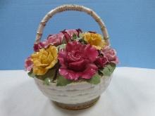 Impressive Royal Albert Old Country Roses Collection Musical Rose Basket Burgundy, Pink and