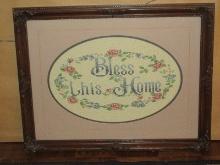 Timeless Classic Needlepoint Work "Bless This House" Floral & Foliage Border Oval Matte in