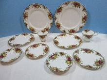 10pc. Royal Albert Bone China Old Country Roses Pattern Montrose Shape Red/Yellow Roses