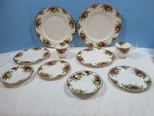 10pc. Royal Albert Bone China Old Country Roses Pattern Montrose Shape Red/Yellow Roses
