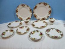 10pc. Royal Albert Bone China Old Country Roses Pattern Montrose Shape Red/Yellow Roses