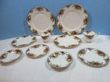 10pc. Royal Albert Bone China Old Country Roses Pattern Montrose Shape Red/Yellow Roses