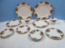 10pc. Royal Albert Bone China Old Country Roses Pattern Montrose Shape Red/Yellow Roses