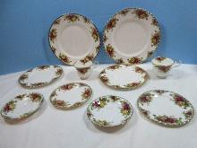 10pc. Royal Albert Bone China Old Country Roses Pattern Montrose Shape Red/Yellow Roses