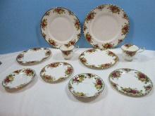 10pc. Royal Albert Bone China Old Country Roses Pattern Montrose Shape Red/Yellow Roses