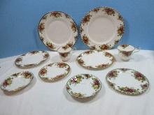 10pc. Royal Albert Bone China Old Country Roses Pattern Montrose Shape Red/Yellow Roses
