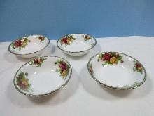 Set of 4 Royal Albert Bone China Old Country Roses Pattern 5 1/4" Round Fruit/Dessert Bowls