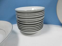 39pcs Salem China Co. Fine China Translucent Lace Band Pattern Dinnerware Plates, Bowls, Cups