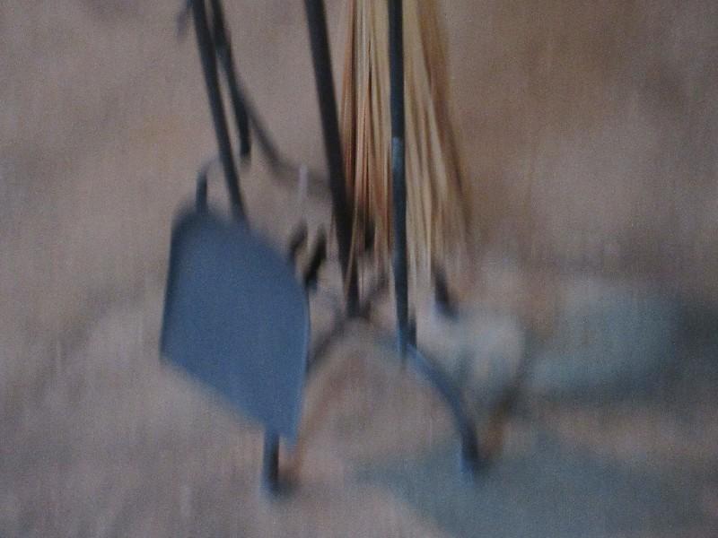 5pc Wrought Iron Fireplace Tool Set w/Stand Wooden Handles Colonial American Style