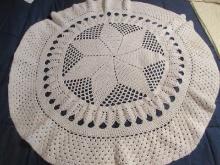 48" Hand Made Crochet Flat Rug Intricate Design Openwork Center Star Design