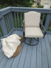 Swivel Cast Aluminum Patio Arm Chair w/Cushions & Cover Mediterranean Clover Leaf Lattice