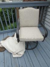 Swivel Cast Aluminum Patio Arm Chair w/Cushions & Cover Mediterranean Clover Leaf Lattice