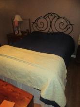Black Metal Wall Mount Swirls Design Headboard w/Queen Size Mattress, Box spring &