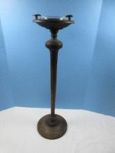Stylish Early Mahogany Standing Ashtray w/Glass Insert