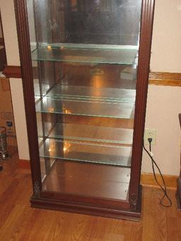 Pulaski Furniture Co. Illuminated Curio Mirrored Back 5 Glass Shelves Classic Design Arched