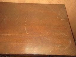 Antique Occasional Side Table w/Dovetail Drawer on Turned Legs Horizontal Stretchers Classic
