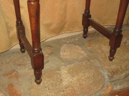 Antique Occasional Side Table w/Dovetail Drawer on Turned Legs Horizontal Stretchers Classic