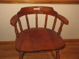 Early Windsor Style Captain's Chair AKA Smoker's Chair Bow Back Design Elm Wood