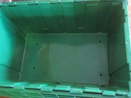Lot 6 Paxton Durable Storage Stackable Plastic Green Totes High Density w/Interlock Lids