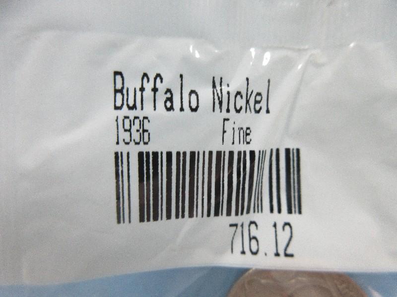 Collector's US Coins Graded 1936 Buffalo Nickel Fine Collection The First State 5 Quarters of US