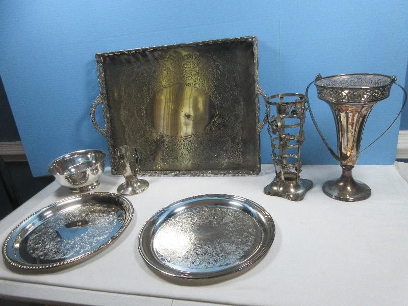 Antique Silver Plate Pairpoint Mfg. Co. Quadruple Plate 10" Naturalistic Ivy Vine Holder