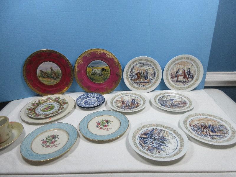 Lot Porcelain Mustache Cup & Saucer Likely Nippon Mark, 2-Fine China Concorde Floral Center