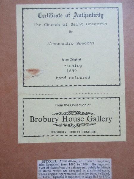 2-Antique Etching From The Collection of Brobury House Gallery by Alessandro Specchi Original