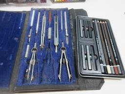 Lot Charvoz No. 877-P Engineering Drawing Drafting Set in Case, 18pc Pro Art Drawing Set-NIP