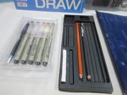 Lot Charvoz No. 877-P Engineering Drawing Drafting Set in Case, 18pc Pro Art Drawing Set-NIP