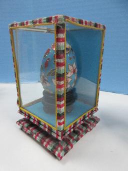 Egg Collection 2-L.F. Fine Porcelain Limoges Victorian Scenes, Alabaster Polished Egg on Paw