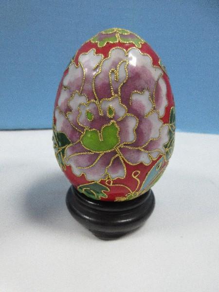 Egg Collection 2-L.F. Fine Porcelain Limoges Victorian Scenes, Alabaster Polished Egg on Paw