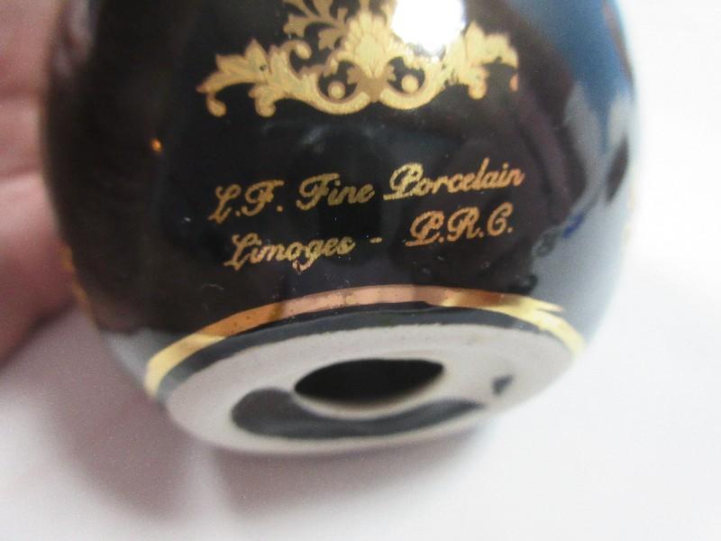 Egg Collection 2-L.F. Fine Porcelain Limoges Victorian Scenes, Alabaster Polished Egg on Paw