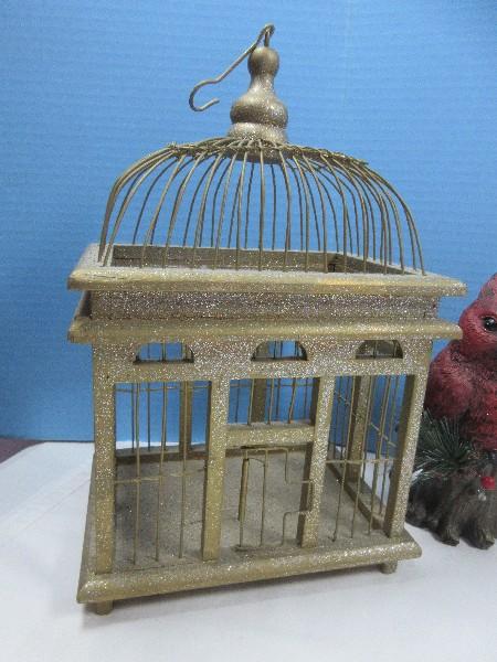 Lot Andrea Bisque Porcelain Cardinal Red Bird 5 1/2" on Wooden Display Base, Cardinal &