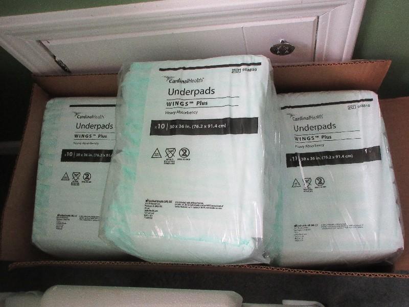 Lot Geriatrics 29 Packs Cardinal Health Underpads Wings Plus, 10 Count Per pack 30" x 36",