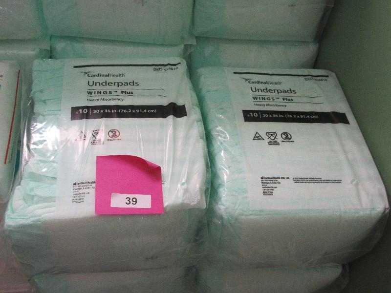 Lot Geriatrics 29 Packs Cardinal Health Underpads Wings Plus, 10 Count Per pack 30" x 36",