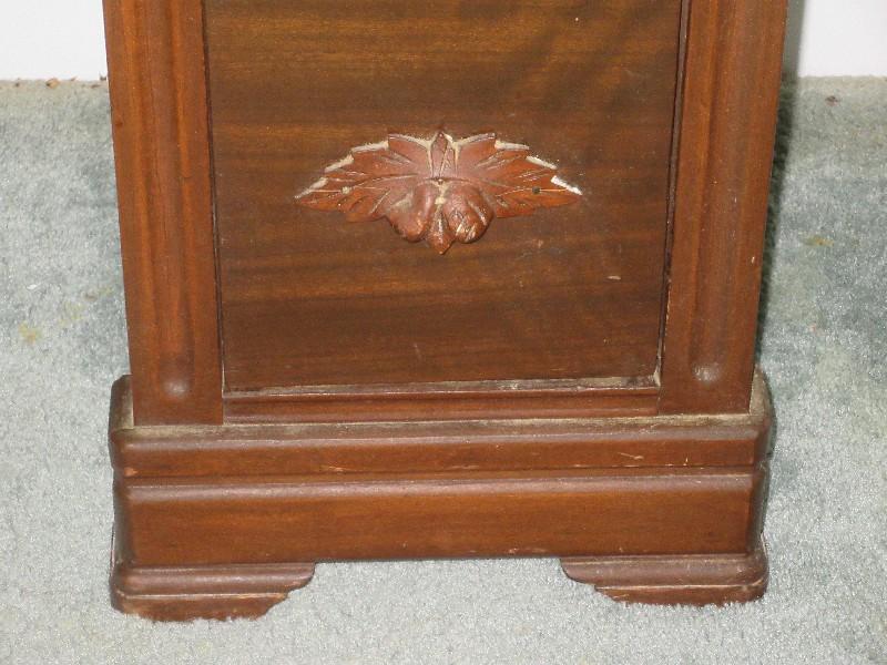 Antique Nightstand w/Marble Top Beveled Edge & 2 Dovetail Drawers Carved Pulls-