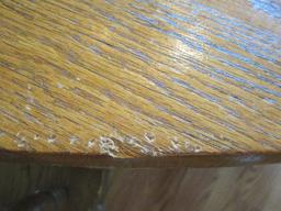 Traditional Oak Pedestal Table w/3 Spindle Back Chairs