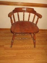 Early Windsor Style Captain's Chair AKA Smoker's Chair Bow Back Design Elm Wood