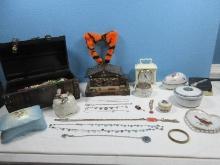 Lot Vintage Swiss Chalet Music Ballerina Jewelry Box Lenox Ivory China Round Trinket Box w/