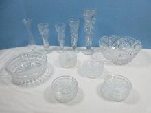 Lot Crystal/Blown Glass Beyer 24% Lead Crystal Round 8 1/2" Intricate Cut Design Console Bowl,