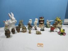 Lot Misc Owls, Bunny Rabbit Figurines Lenox Fine Porcelain American Goldfinch, Lefton China