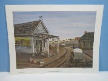 Titled "The Country Store in Cotton" Rural Scene Folk Art Signed Frank Morris Ltd. 582/1000