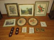 Lot Fine Artwork Points Still Life Botanical, Scenic Landscape, Bunny Rabbit, Camellia Lithograph,