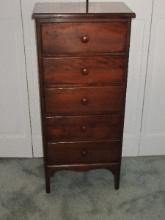 5 Drawer Accent Chest w/Wooden Pulls & Trim Apron Dark Oak- 35"H x 15 3/4" x 9 1/2"