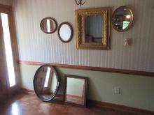 Vignette Collection of 6 Early Framed Wall D‚cor Mirrors 33" Oval Gesso Frame Rosebud Swag